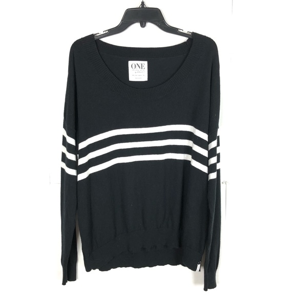 One Teaspoon Sweaters - ONE TEASPOON BLACK STRIPED SWEATSHIRT (Medium)